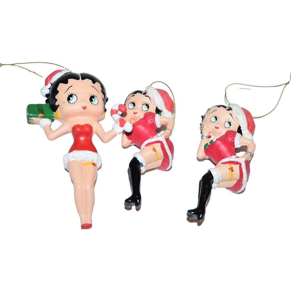 Vtg Betty Boop Christmas Ornament Hearst  3pc Estate Find
